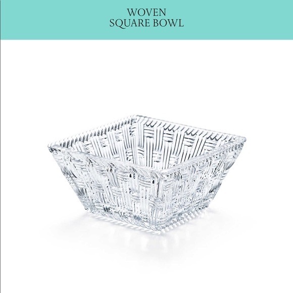 NIB TIFFANY & CO. WOVEN SQUARE BOWL CRYSTAL - Picture 5 of 5
